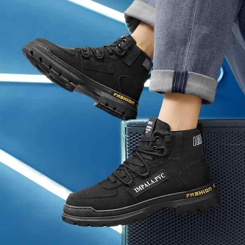 ブーツ メンズ 男性用 カジュアル ワークブーツ アウトドア 防水 防滑 ショートブーツ フラットヒール レースアップ PUレザー 秋季 黒 ブラック グレー