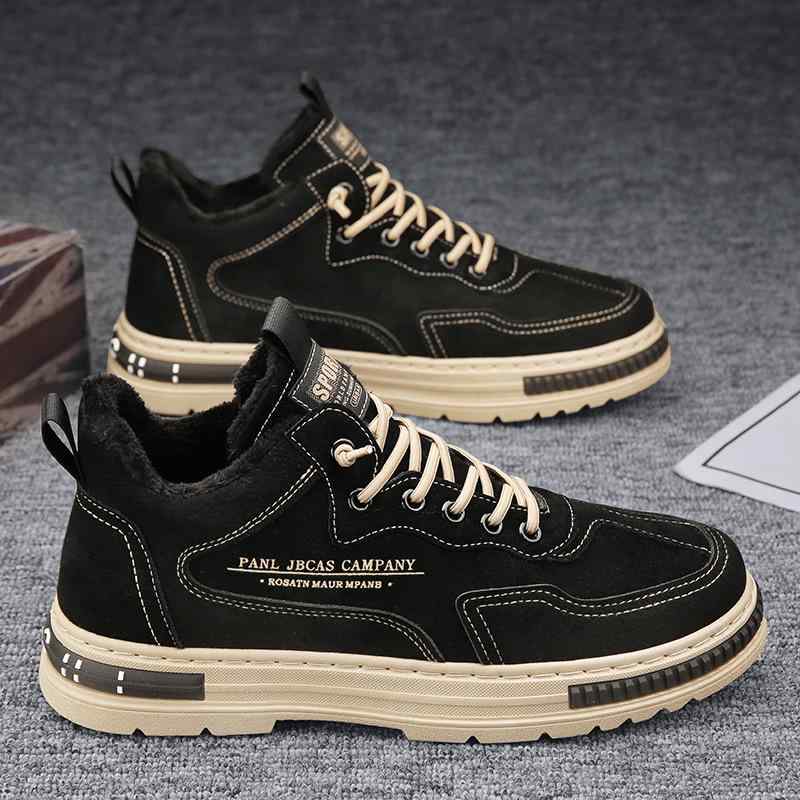 ブーツ メンズ 男性用 防寒靴 あったか裏起毛 ハイカット ワークブーツ スノーブーツ ラウンドトゥ レースアップ 合成皮革 黒