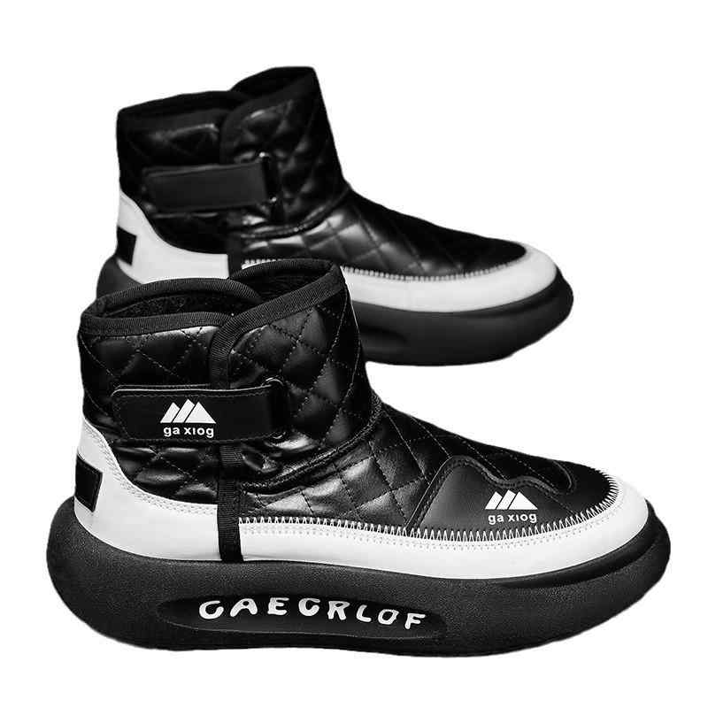 スニーカー メンズ 男性用 カジュアル シューズ 防寒 防水 防滑 ワークブーツ ラウンドトゥ フラットヒール ブラック 黒 秋冬