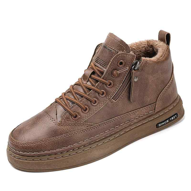 ブーツ メンズ 男性用 高帮 マウンテンブーツ 防水 防滑 保温 ラウンドトゥ レースアップ ワークブーツ レザー 合皮 スノーブーツ カジュアル 普段使い 秋冬 黒 ブラック 茶色 ブラウン