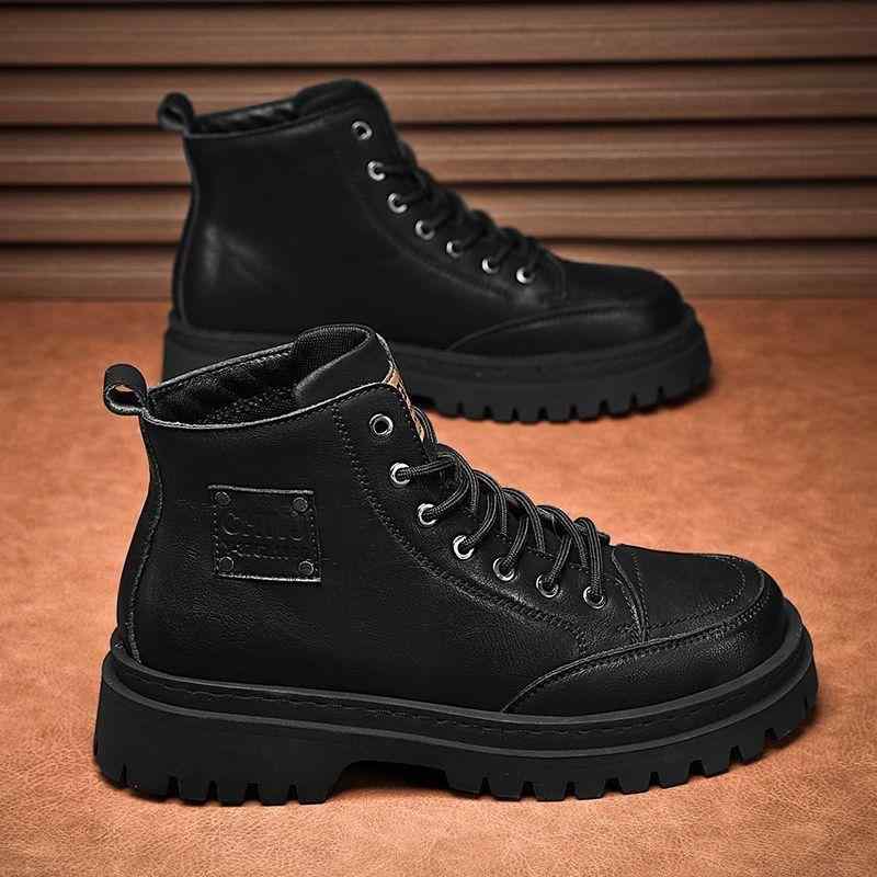 ブーツ メンズ 男性用 革 防水 ミドルカット スポーツ レザーシューズ 復古調 カジュアル ワークブーツ..