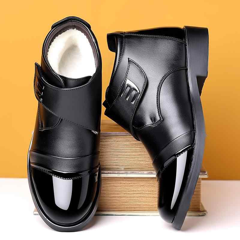 靴 メンズ 男性用 防寒靴 ワークブーツ 防水 防滑 厚底 ラウンドトゥ 紳士靴 PUレザー ブラック