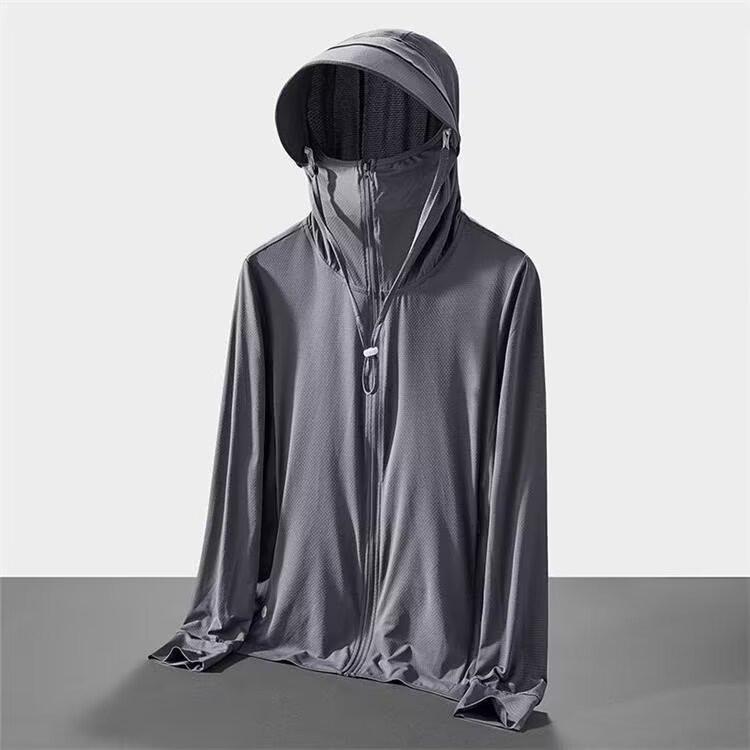 アウター 男性用 薄手 ジャケット 接触冷感 通気 釣り アウトドア サイクル ウェア 日焼け防止 ライトグレー ダークグレー ネイビー スカイブルー ホワイト ブラック M L XL 2XL 3XL 4XL ポリエステル