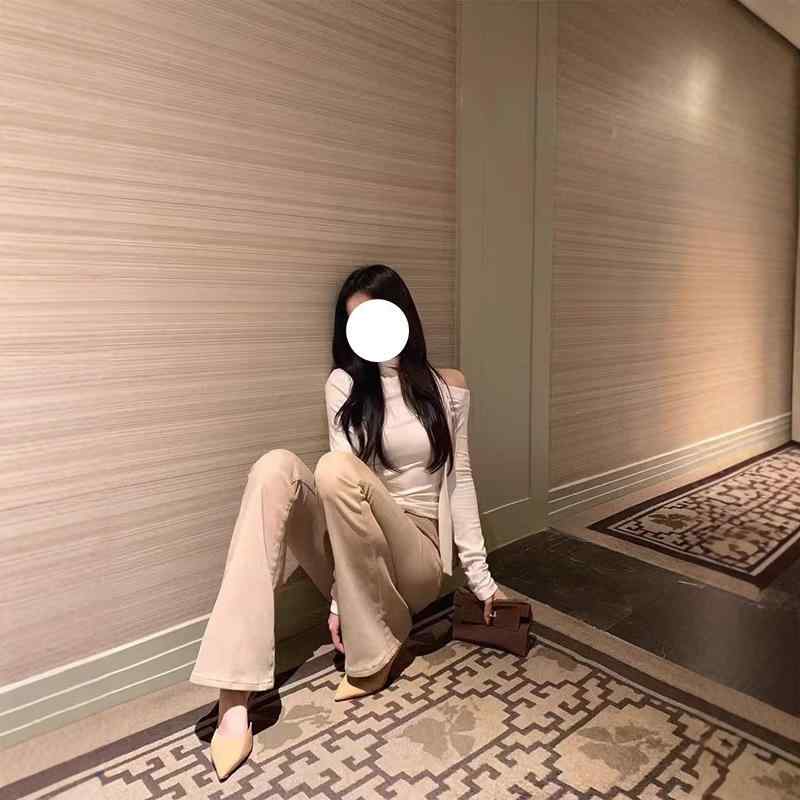 デニム レディース 大喇叭型 ジーパン ジーンズ 韓国 通勤 ミルクティーカラー 高腰 伸縮性 秋冬