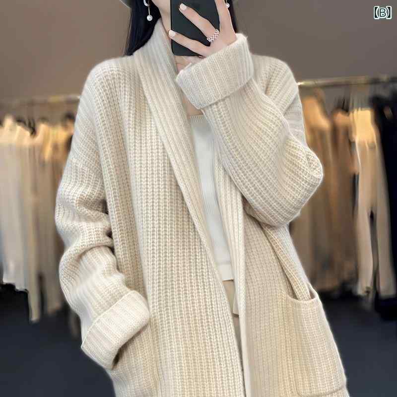 ニット カーディガン レディース 秋冬 Vネック 長袖 ゆったり 大きめサイズ ミドル丈 アウター トップス 鹿の子編み 無地 普段使い 韓国 接触冷感 リラックス リモートワーク ポリエステル linears-10543541 LINEAR shop サンプル画像3