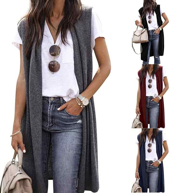 カーディガン レディース ニット ベスト ロング丈 春物 アウター ゆったり きれいめ 無袖 チョッキ 接触冷感 通勤 オフィス カジュアル 普段使い ブラック グレー ネイビー ワインレッド