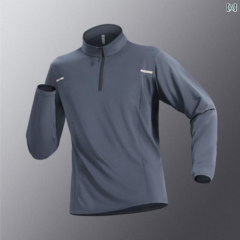 メンズ ハーフジップ スポーツ Tシャツ 冬用 フリース 裏地 付き 暖かい 長袖 速乾 スポーツ トレーニング ユニフォーム フィットネス ランニング トップスタイル: カジュアルスポーティ適している用途: ランニング服装スタイル: ゆったりとしたフィット感衣服詳細：オフセットプリント販売チャネルの種類: 粋な電子商取引 (オンラインのみの販売)ショッピングモールで売っているものと同じタイプですか？いいえ性別: 男性モデル番号: CS5005-h1厚さ: 標準機能: 吸湿発散性.保温性.通気性発売日：秋Tシャツスタイル：長袖スポーツシリーズ：アクティブライフスタイル襟のタイプ: スタンドカラースポーツとアウトドア活動：スポーツとレジャーサイズ: 3XL.2XL.ML.XL色：グレースポーツTシャツ[速乾性・通気性].ブラックスポーツTシャツ[速乾性・通気性].グレースポーツTシャツ[裏起毛で保温性].ブラックスポーツTシャツ[裏起毛で保温性]