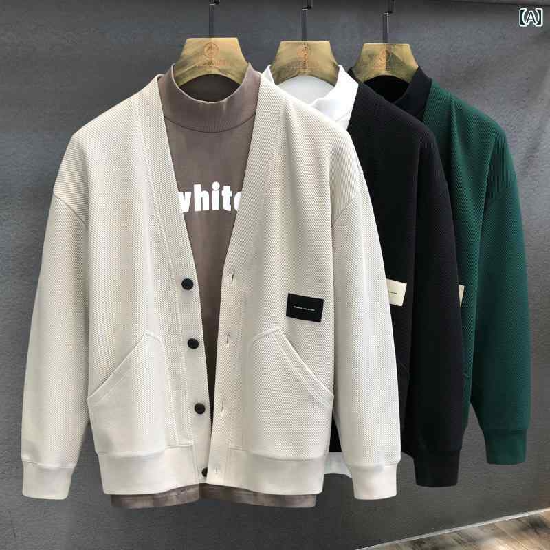 カウンター 品質 セーター カーディガン ジャケット メンズ 春秋 カジュアル 紳士 服.カラフルカラーオシャレシンプルスタイル