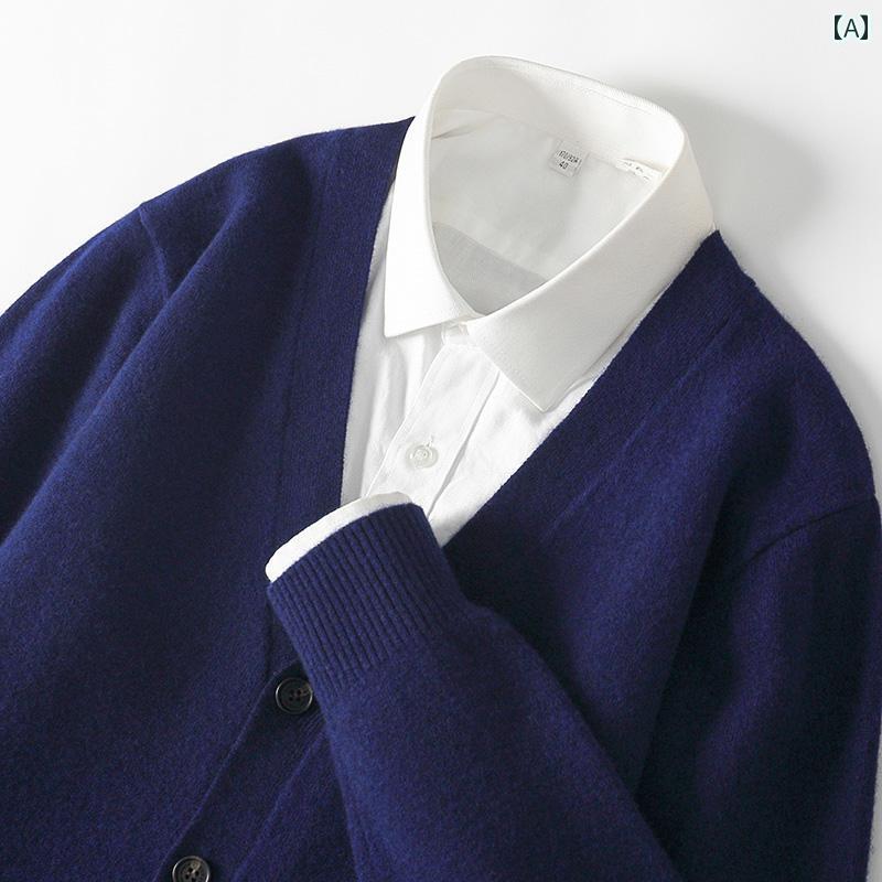 2025 春秋 メンズ ウール カーディガン Vネック 若々しい ビジネス カジュアル プラスサイズ ニット コート.カラフルカラーオシャレ