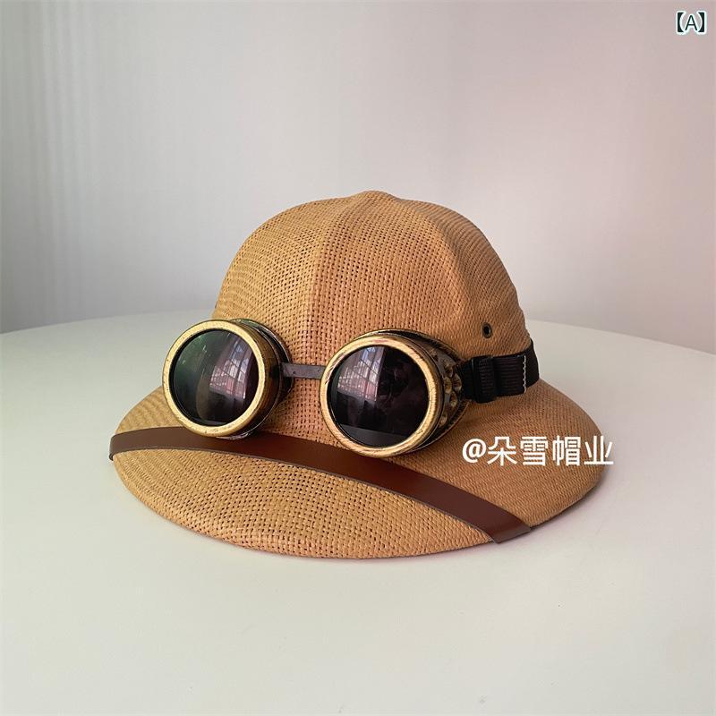 スチームパンク 探検家 ゴーグル ヘルメット 日焼け防止 中山 ベトナム 乗馬 カクテル ハット.カラフル..