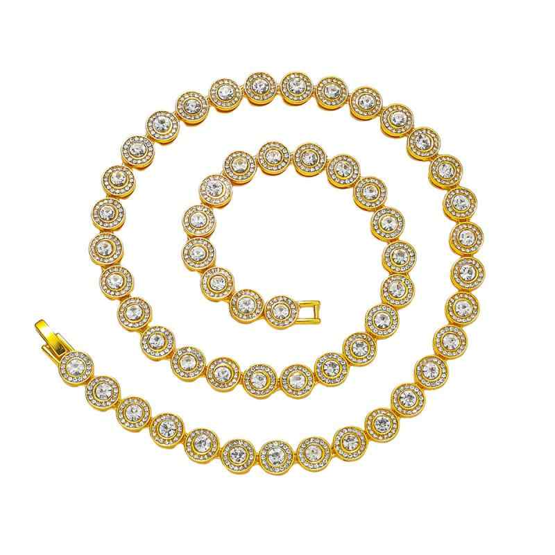 ネックレス メンズ 8mm 幅 ジルコニア ラウンドブリリアントカット 切り替え 喜平チェーン ヒップホップ ストリート 古巴 キューバチェーン 幾何学模様 ペンダント 40cm 45cm 50cm ゴールド シルバー 合金