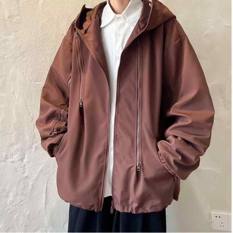 ジャケット 男性用 春秋 美式 ワークジャケット ジャンパー アウター 大きいサイズ 防水 防風 耐摩耗 撥水 防汚 立襟 長袖 ブラック グ..