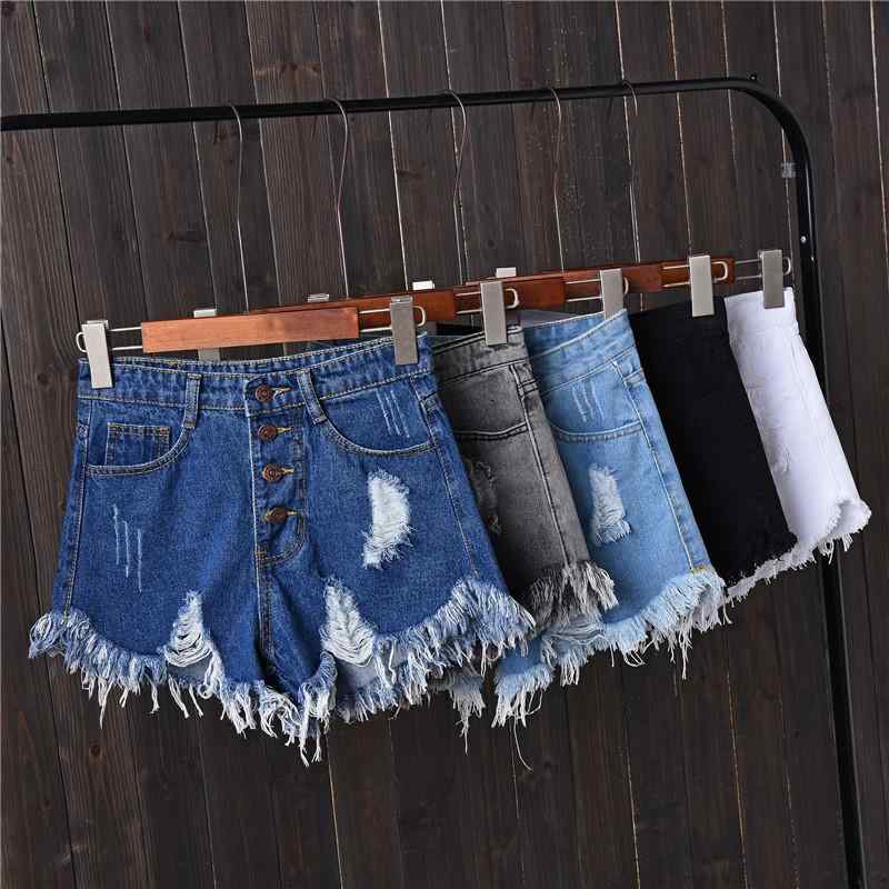 Long Pants - デニム レディース ショートパンツ ゆったり ローライズ ダメージ加工 グレー系 ホワイト ブルー ブラック S M L XL 2XL 3XL 4XL 5XL 6XL