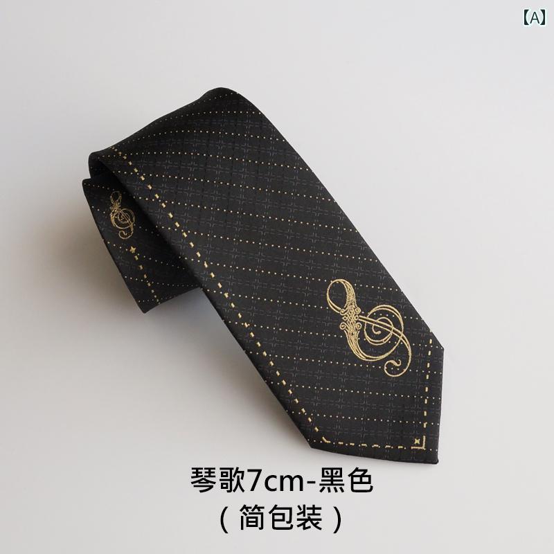 黒 ワイン レッド 音符 クラシック JKDK 刺繍 ネクタイ 卒業 成人 ギフトカラフルカラーオシャレシンプ..