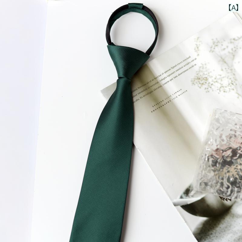 結び目の ない ジッパー ネクタイ ベーシックカラー おしゃれ カジュアル シャツ JK アクセサリー カレ..