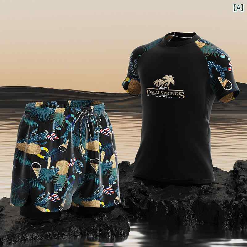 戦士 水着 メンズスーツ新 成人 二重層 ビーチ パンツ メンズ 大きいサイズ 水泳 用具.カラフルカラーオシャレシンプルスタイル