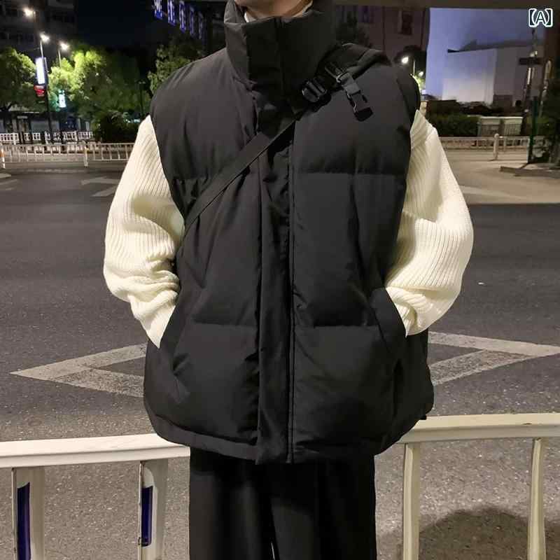 メンズ コットン パッド ベスト スタイリッシュ スタンドカラーの 服 2025年 アウター 暖かい 厚手の コート.オシャレデザイン。服装スタイル: ゆったりとしたフィット感ベーシックスタイル：対象者: ティーンエイジャー適用シナリオ: -のレジャー活動素材構成: ポリエステル繊維適した季節: 冬厚さ: 厚手発売年とシーズン：2025年秋サブスタイル: 襟のタイプ: スタンドカラー開閉：ジッパー柄: 無地サイズ: 4XL.3XL.2XL.5XL.ML.XL色の分類: 908 ベスト - ブラック.908 ベスト - カーキ.908 ベスト - ブラック.908 ベスト - ブラック