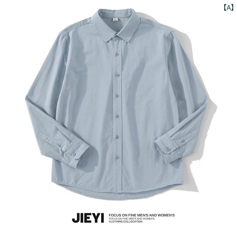 2025新 商品 綿 文芸 メンズシャツ マカロン マルチ シリーズ 個性的な 長袖 トップス.カラフルカラーオシャレ