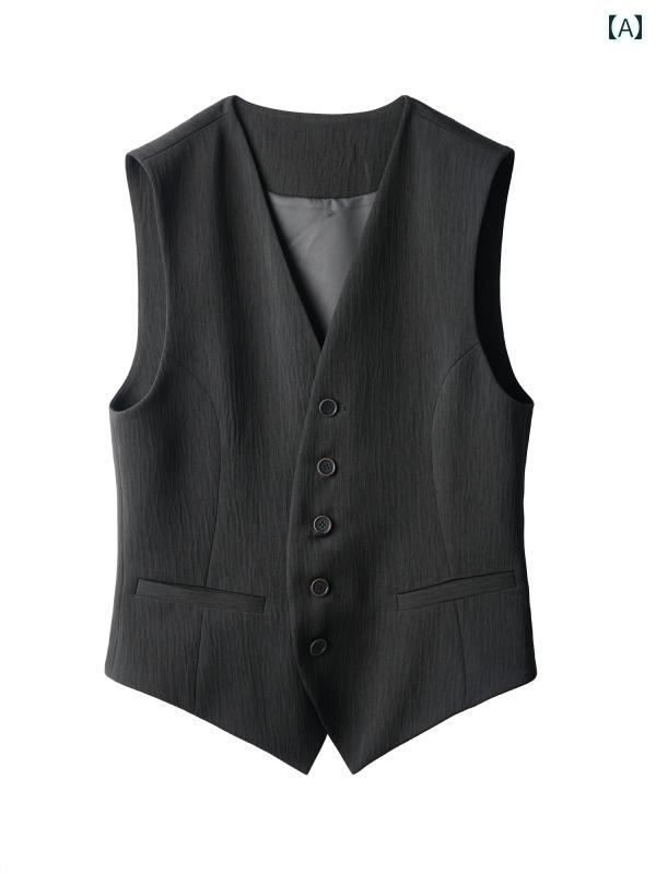 シングルブレスト Vネック （ 秋冬用 ノースリーブ スリムフィット メンズ レイヤード ベスト）.オシャレシンプルスタイル(4)