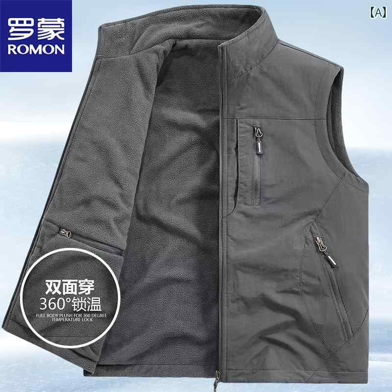 メンズ 秋冬用 防風 暖かい ベスト リバーシブル ノースリーブ ワークウェア.カラフルカラーオシャレデザイン。シンプルスタイル服装スタイル: 標準基本スタイル: -適用シナリオ: -のレジャー活動素材構成: ポリアミド繊維 (ナイロン)適した季節: 秋詰め物: ポリエステル繊維発売年とシーズン：2025年秋原産地：中国厚さ: フリース裏地付きで厚いサブスタイル: ベーシックとメインストリーム襟のタイプ: スタンドカラー衣服のポケットスタイル：サイドシームポケット開閉：ジッパー柄: 無地サイズ: M.L.XL.2XL.3XL.4XL.5XL.6XLカラーオプション: グレー [裏起毛.厚手].ダークブルー [裏起毛.厚手].ブリックレッド [裏起毛.厚手].カーキ [裏起毛.厚手].アーミーグリーン [裏起毛.厚手].ブラック [裏起毛.厚手].グレー [春/秋].ダークブルー [春/秋].ブリックレッド [春/秋].カーキ [春/秋].アーミーグリーン [春/秋].ブラック [春/秋]