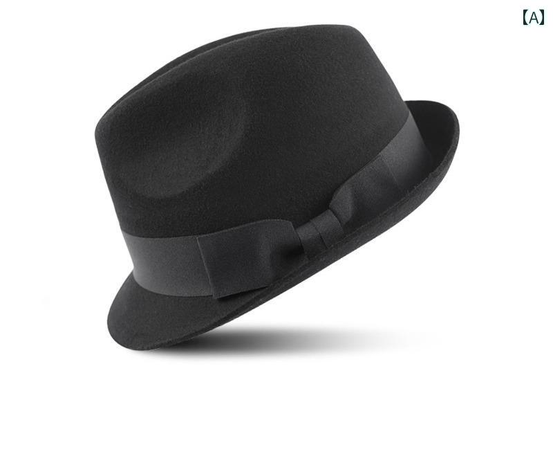 秋冬 女性 男性 ウール ジャズハット ユニセックス 無地 おしゃれ 紳士的 カジュアル 帽子 厚手 トレンド リボン パーティー