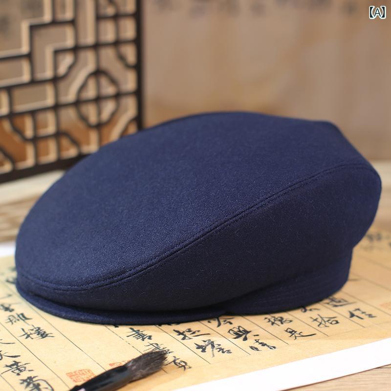 帽子 メンズ 冬 ウール 暖かい 男性 防寒 シンプル 無地 ベレー帽 ベーシック ダークカラー おしゃれ ..