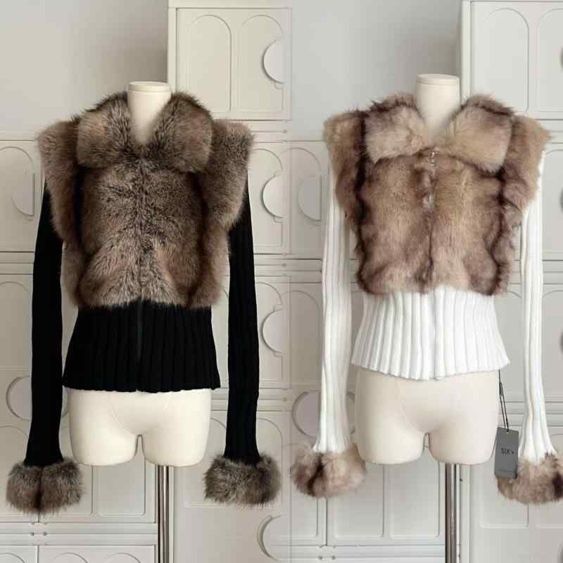 カーディガン レディース ニット 切り替え ふわふわ 襟付き トップス アウター 羽織り 長袖 修身 あったか 秋冬 ブラック オフホワイト