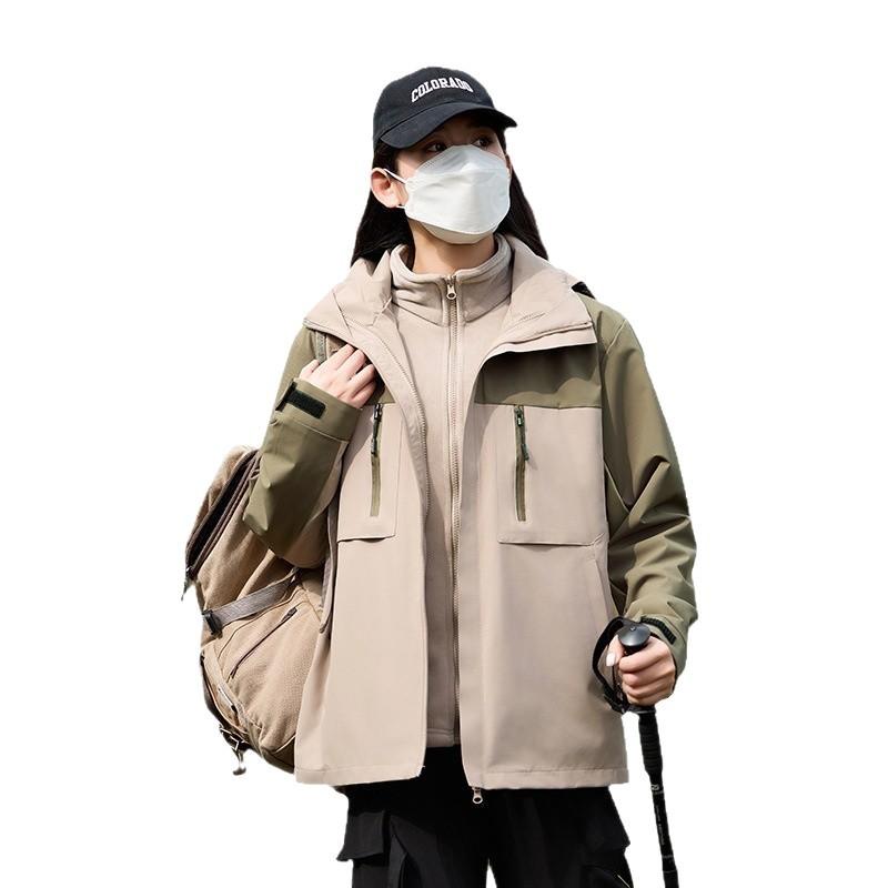 マウンテンパーカー レディース メンズ 防風 防水 撥水 ジャケット 単品 登山ウェア 裏フリース 保温 アウター 秋冬用 釣り 登山 キャンプ アウトドアウェア アイボリー ブラック ピンク グリーン グレー(4)