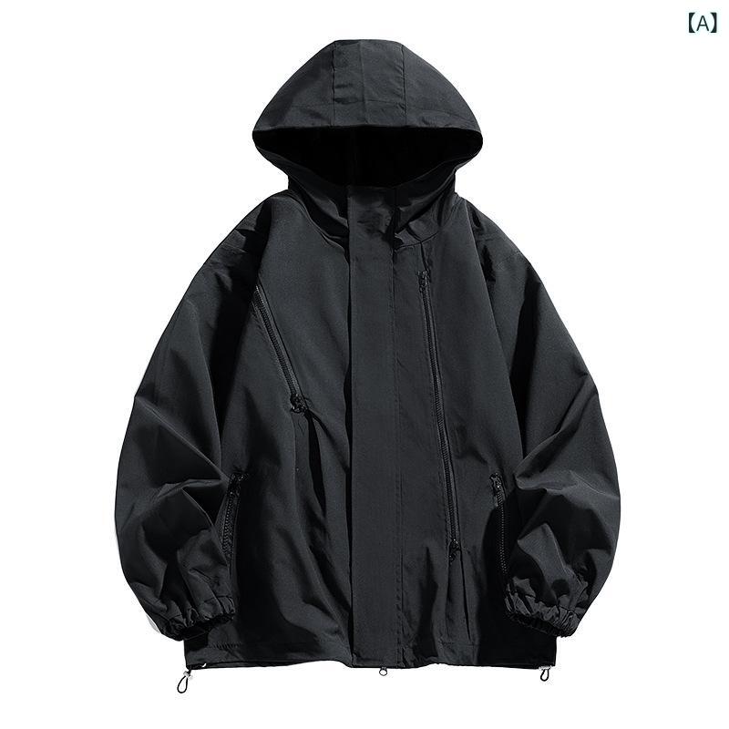 マウンテンパーカー メンズ アウトドア ワークウエア 春秋 薄手 防水 ジャケット 男性用 旅行 登山 キ..