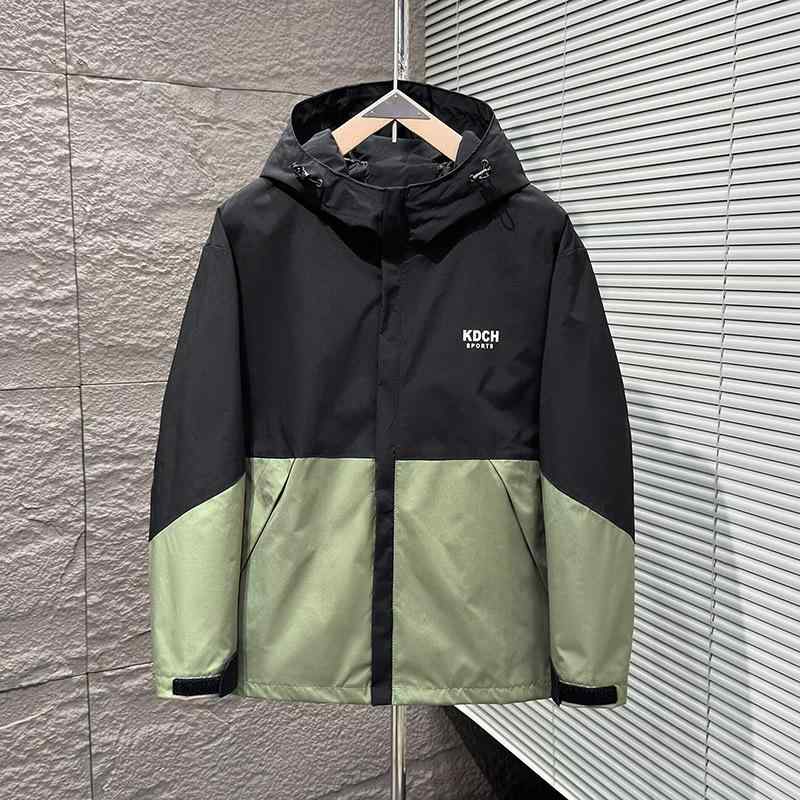 マウンテンパーカー メンズ レディース 防風 防水 撥水 ジャケット 春秋 工装 ブルゾン フード付き 黒 ブラック 緑 グリーン バイカラー アウトドア 登山 ウェア 男性用 女性用