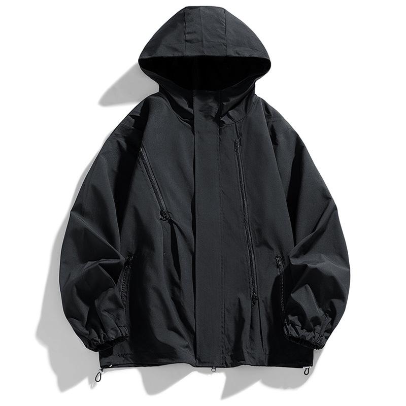 マウンテンパーカー レディース メンズ 春秋 撥水 防風 フード付き 登山ウェア アウトドア ジャケット 男性用 女性用 ブラック レッド グリーン ベージュ キャンプ ハイキング(4)