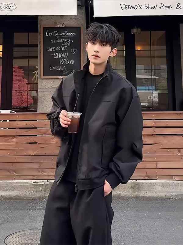 ジャケット 男性用 春秋 立襟 防風 アウター 野球服 ワークウェア ジャンパー ブルゾン 長袖 普段使い ブラック グレー M L XL 2XL 3XL