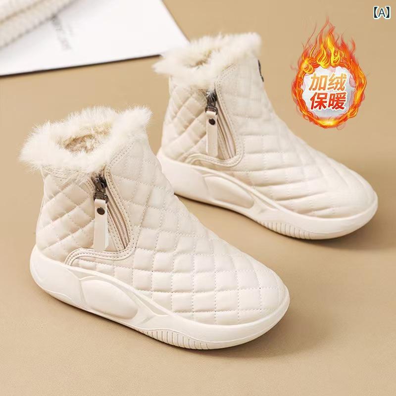 靴 レディース 秋冬 高帮 雪国 綿靴 キャンパス カジュアル 防寒 あったか 裏起毛 スノーブーツ ブラック ブラウン オフホワイト