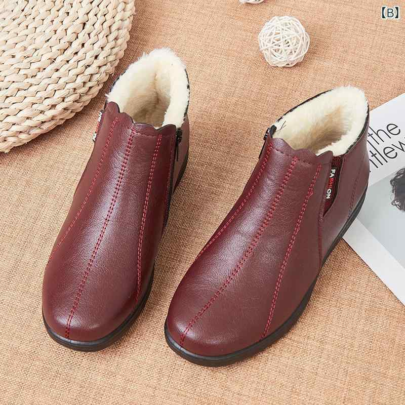 靴 レディース 高齢者 暖かい 綿靴 冬用 滑り止め ローヒール ショートブーツ おばあちゃん シューズ 女性 靴 婦人靴 柔らかい 繊維 人工短毛绒 ラウンドトゥ 普段使い 通気性 保温 防寒 ブラック ワインレッド ブラウン 35 36
