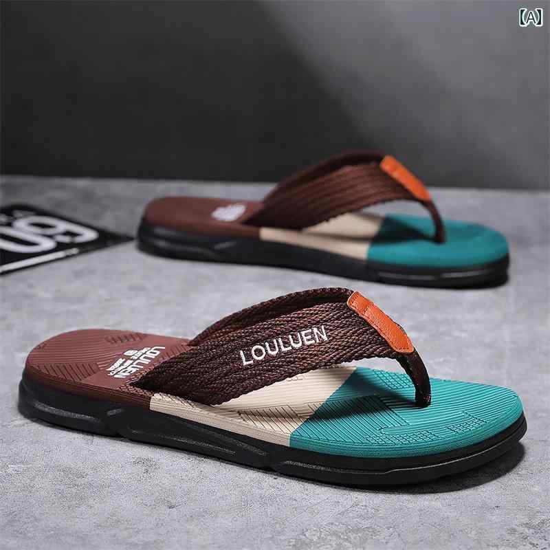 メンズ 夏用 ビーチ サンダル ソフト ソール 豪華 滑り止め ベトナム 風.カラフルカラーオシャレシンプ..