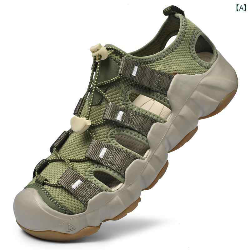 2025年 夏 通気性の メンズサンダル（ 包 頭 付き） アウトドア ウェーディング 滑り止め 防臭 大きな ..