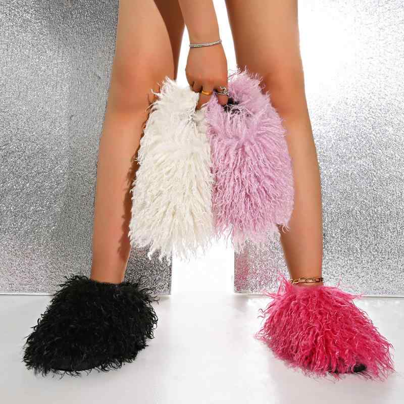 棉靴 レディース 冬用 ルームシューズ 暖かい 厚底 ラウンドトゥ 無地 スリッポン もこもこ かわいい 滑り止め 普段使い