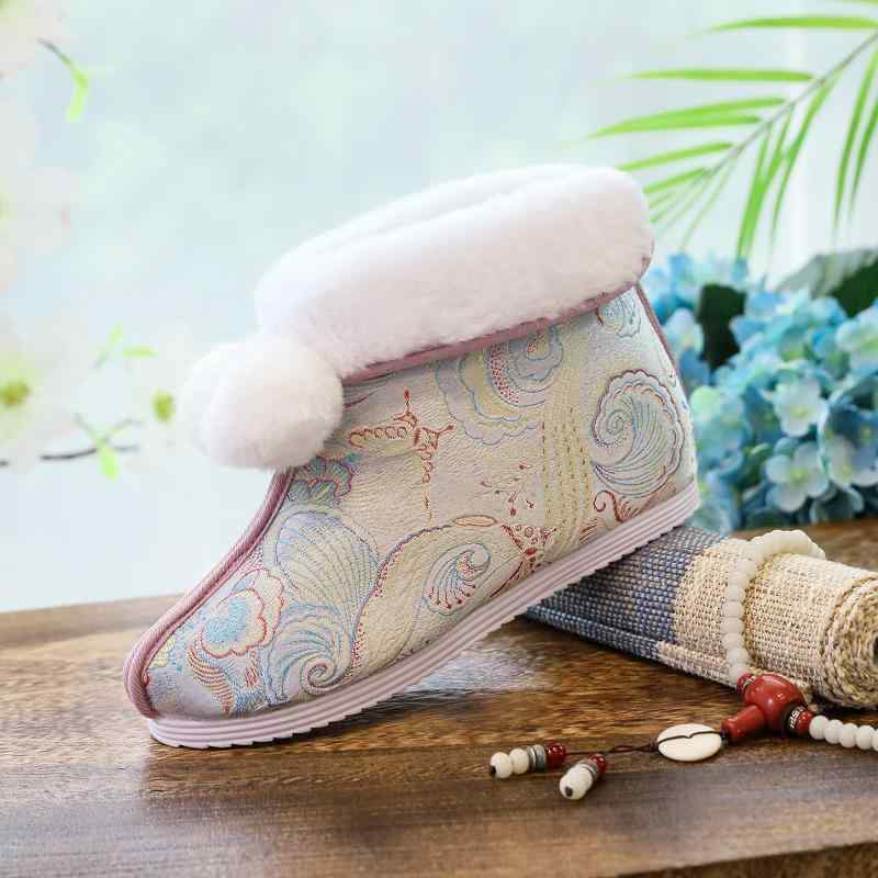 ブーツ レディース 婦人靴 防寒 あったか ショートブーツ 織柄 ジャカード 刺繡 花柄 スノーブーツ フ..
