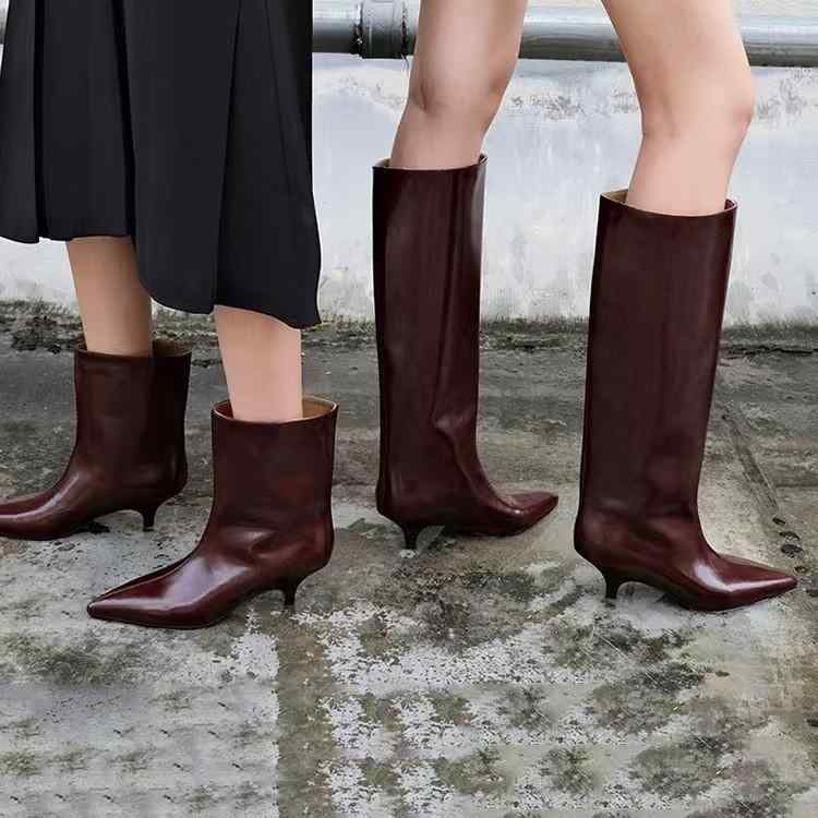 ブーツ レディース 秋冬 ショートブーツ ポインテッドトゥ ピンヒール 防水 滑り止め 歩きやすい 疲れ..