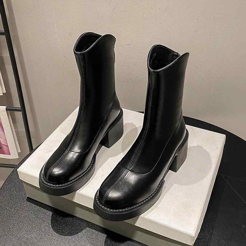 ブーツ レディース 秋冬 ショートブーツ 厚底 チャンキーヒール ラウンドトゥ カジュアル 歩きやすい 履きやすい 滑り止め付き ブラック ブラウン