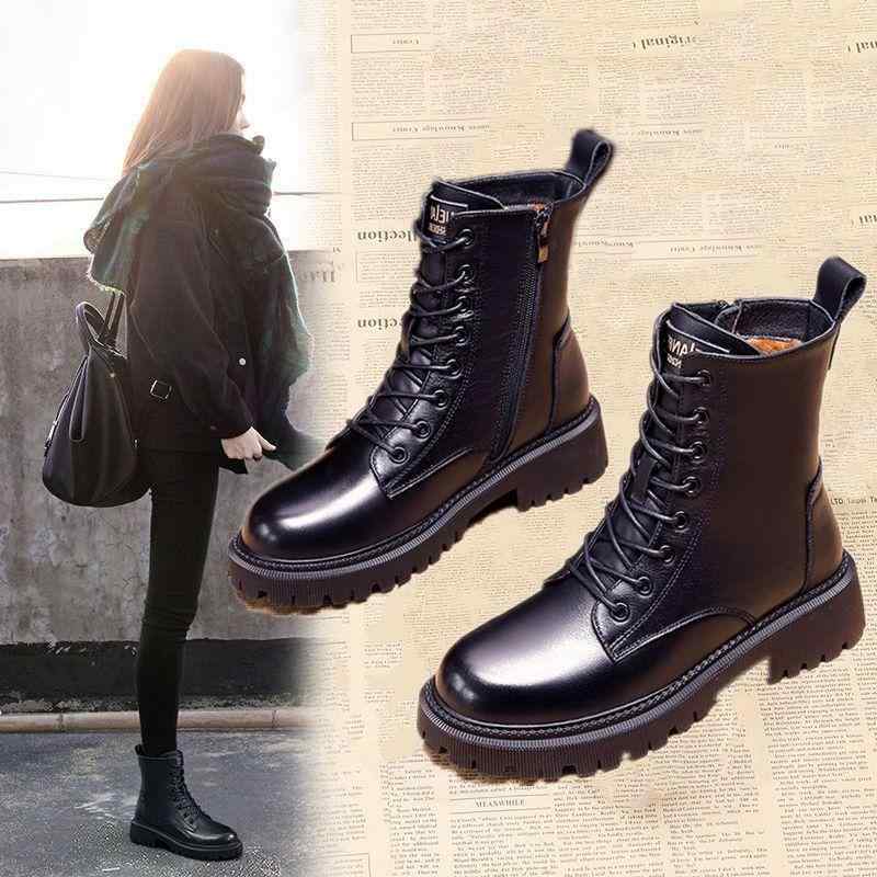 ブーツ レディース 秋冬 裏起毛 ショートブーツ 厚底 暖かい 防寒 ラウンドトゥ チャンキーヒール レザー 切り替え ファスナー付き