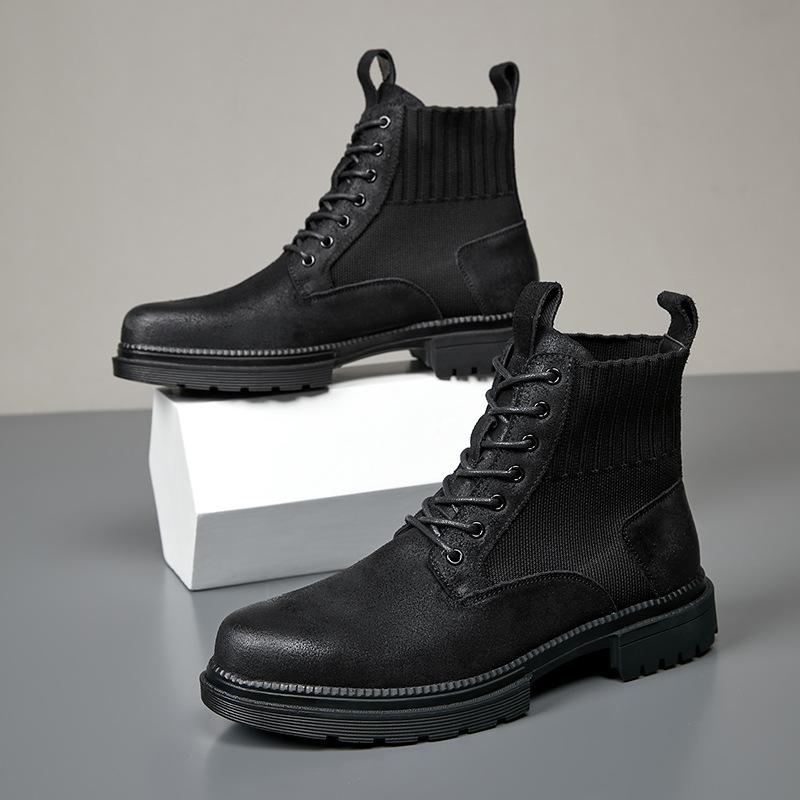 ブーツ メンズ 男性用 革 厚底 レースアップ ワークブーツ エンジニアブーツ アウトドア 滑り止め 衝撃吸収 通気性 登山 秋冬 黒 ブラック グレー