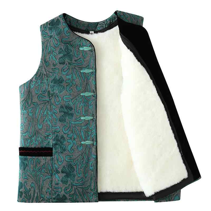 ベスト レディース ミセス 婦人服 シニア 秋冬 ウール 真皮 一体型 厚手 防寒 あったか Vネッ ...