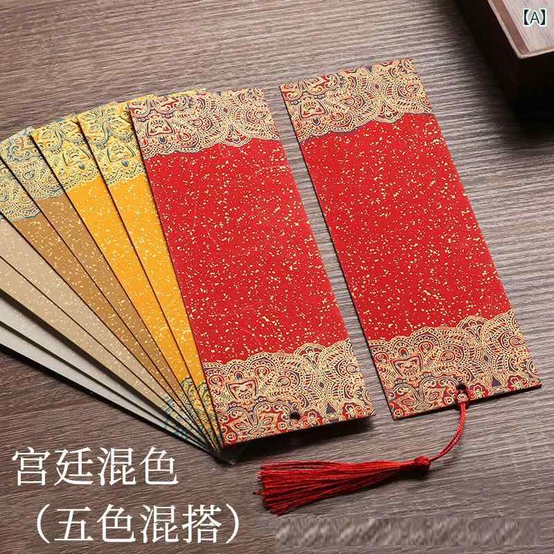 DIY ブック マーク レトロ的な チャイナ風 豪華 金箔 厚紙 タッセル 付きの 空白の ボール紙 小学生 手書きの 筆 絵 書道 作品 学生にご 褒美 与え...
