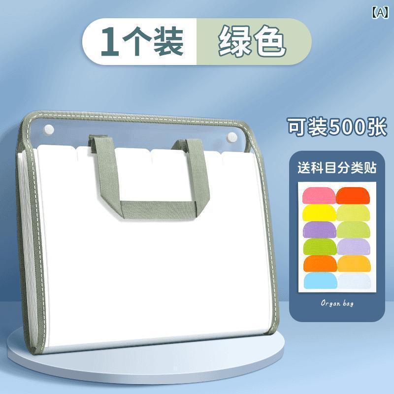 手持ち アコーディオン バッグ フォルダー テスト 用紙 収納 A4 学生 ブック 中学・ 高校 妊娠 検診 冊..