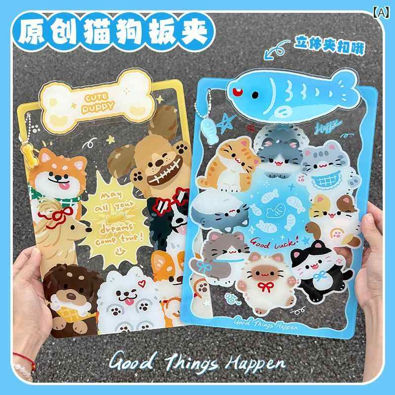 かわいい 子猫の ライティング マット 小学生 アクリル クリップ ボード 絵 描いたり 宿題 書いたり A4..