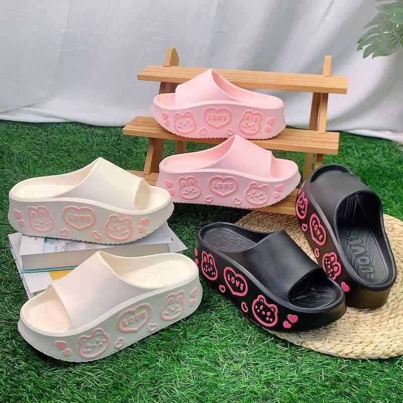 サンダル レディース 厚底 EVA 3D 立体 ウサギ 春夏 INS スリッパ ルームシューズ 普段使い 外履き かわいい 黒 白 ピンク系