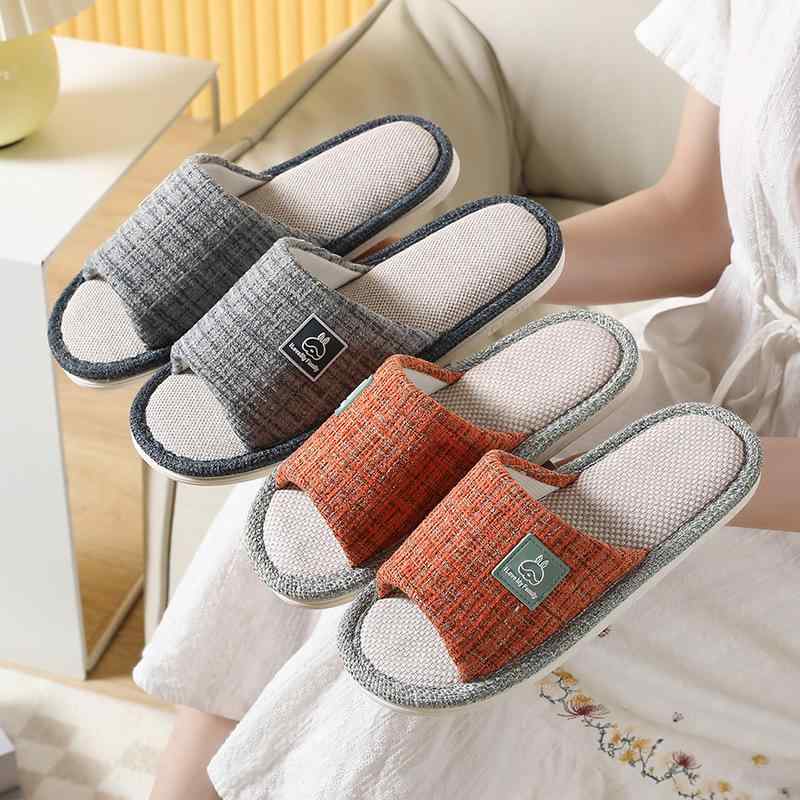 ルームシューズ 男性用 大きいサイズ 亜麻 スリッパ 滑り止め 静音 床暖房対応 布 春夏 秋冬 金桔色 桔グレー 灰ピンク 深グレー コーヒー色 通気性 吸汗