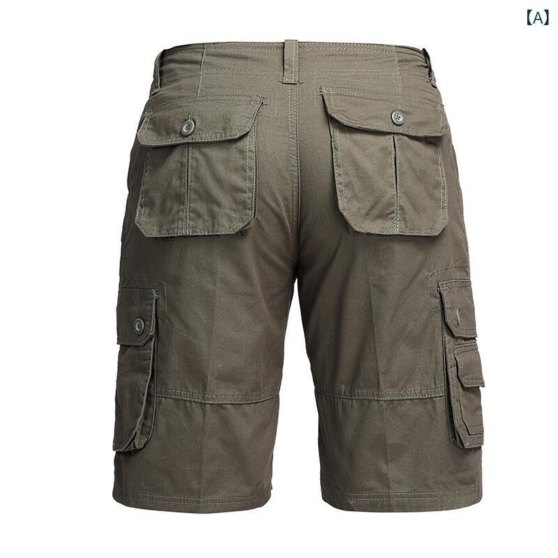 パンツ 男性用 カーゴパンツ 大きいサイズ ゆったり ストレート ハーフパンツ 綿 混紡 ミリタリー カーキ グレー 黒1 2