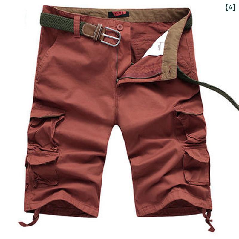 ハーフパンツ メンズ 男性用 カーゴパンツ ショートパンツ 多ポケット コットン 綿 カジュアル ゆったりめ 酒 красный 軍 黄 カーキ темно グレー